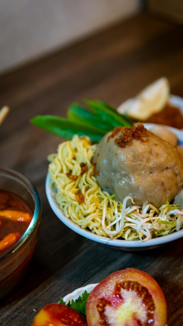 Meatball closeup vertical shoot